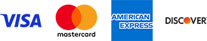 Visa, Mastercard, American Express, Discover accepted